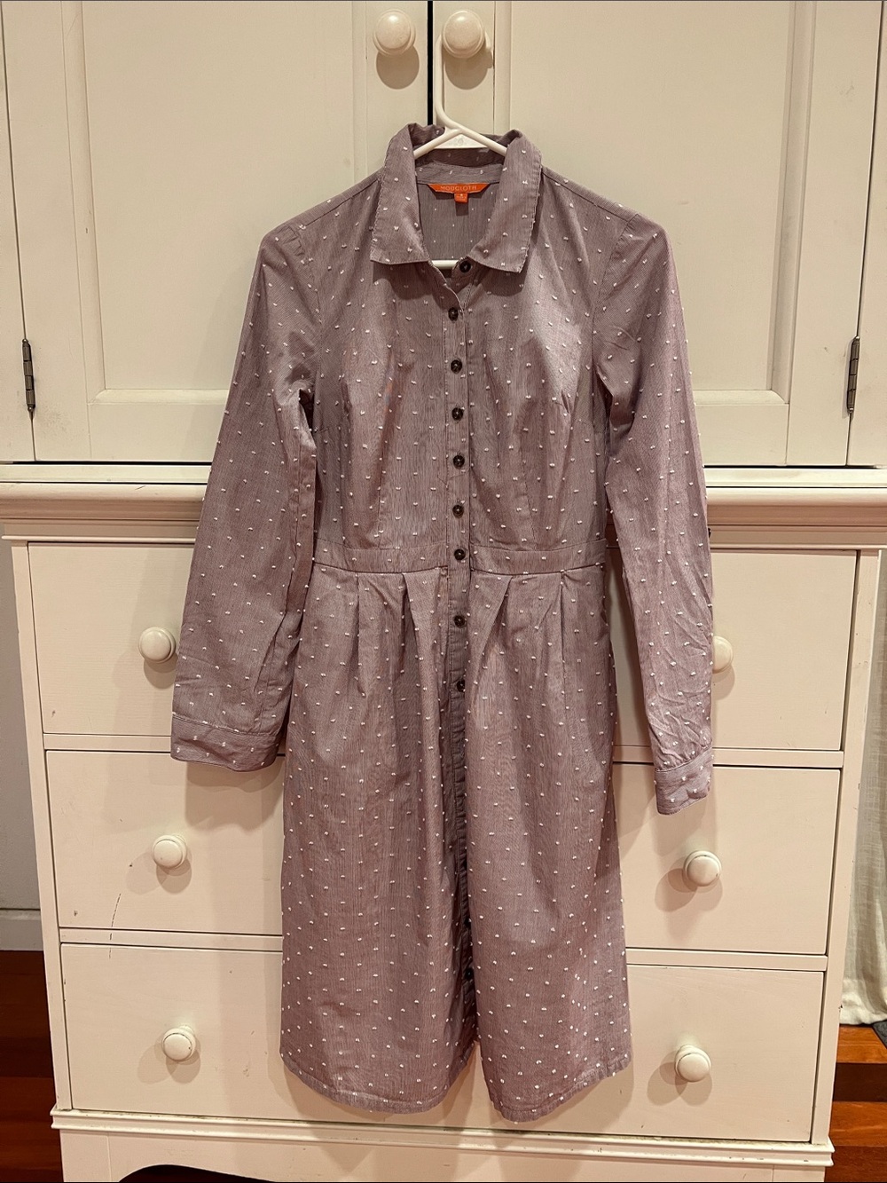ModCloth Dusty Mauve Button-Front Long Sleeve Dress